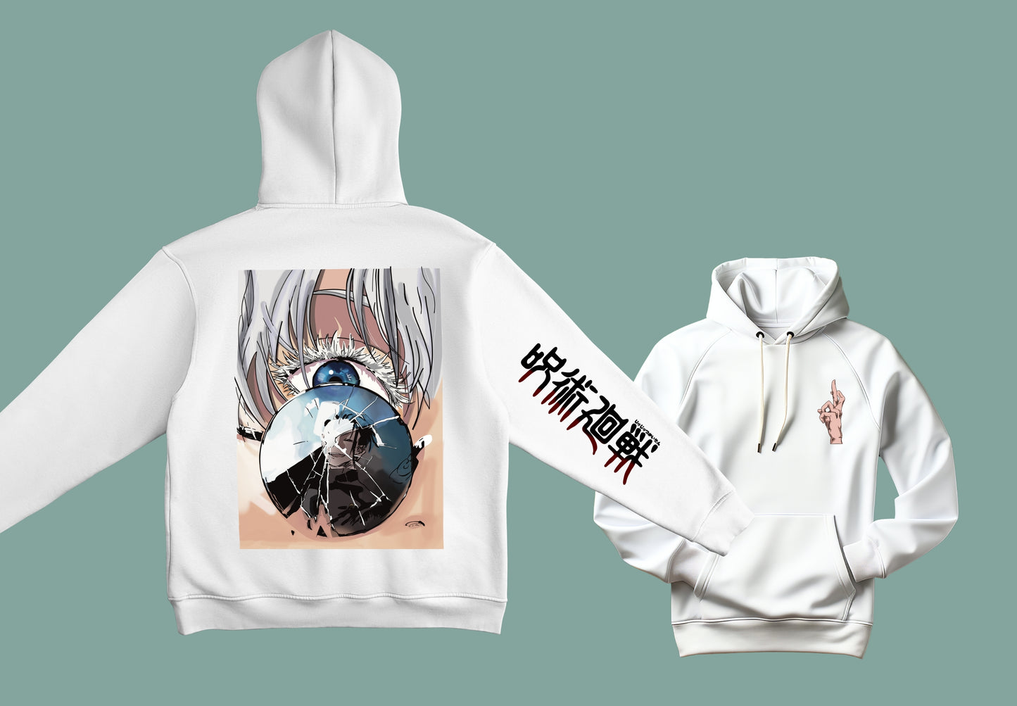 Sudadera blanca unisex jujutsu kaisen gojo geto anime