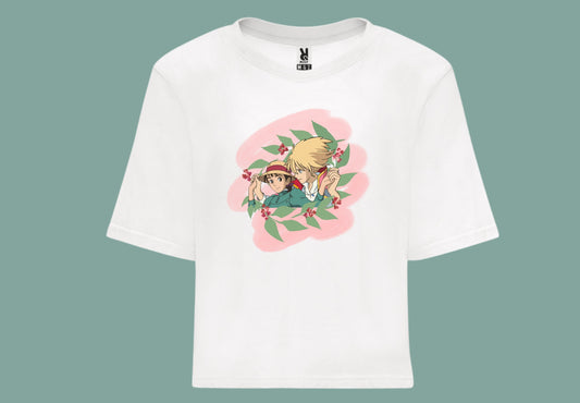 camiseta croptop blanca el castillo ambulante howl ghibli