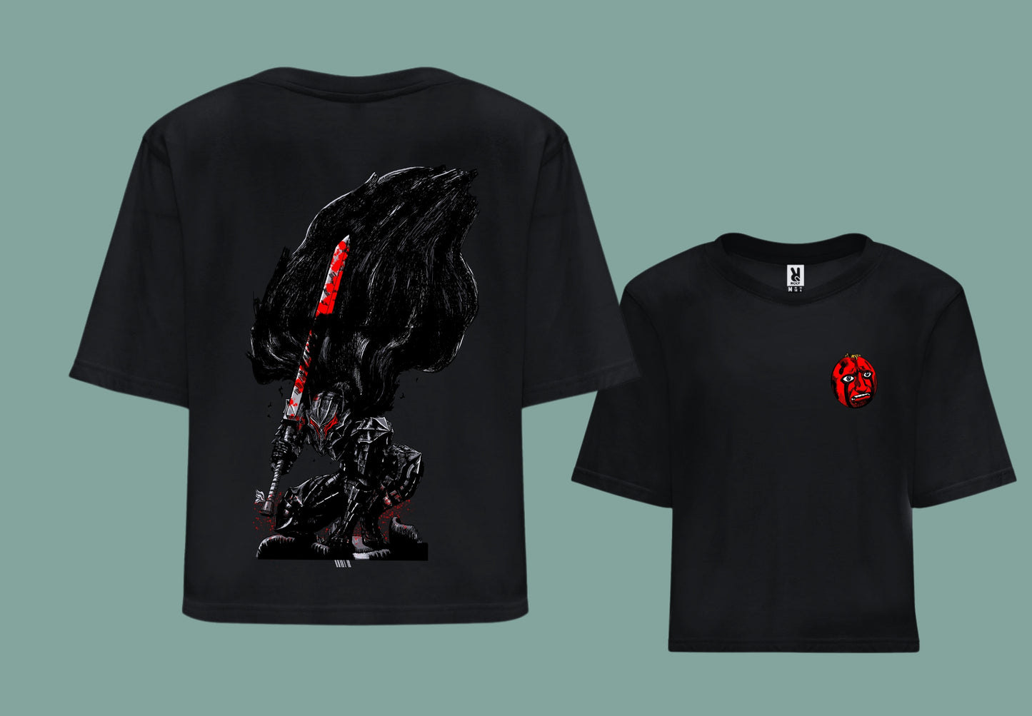 camiseta croptop color negro anime berserk guts