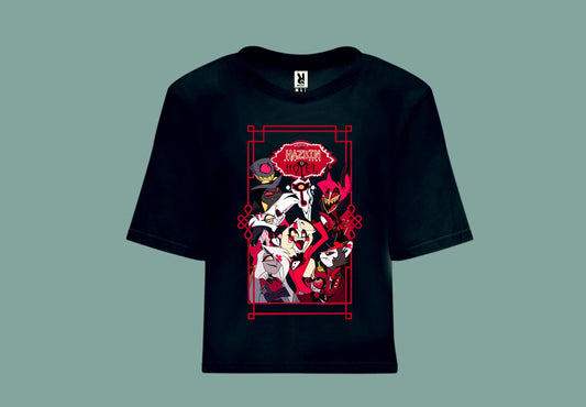 camiseta croptop color negro hazbin hotel