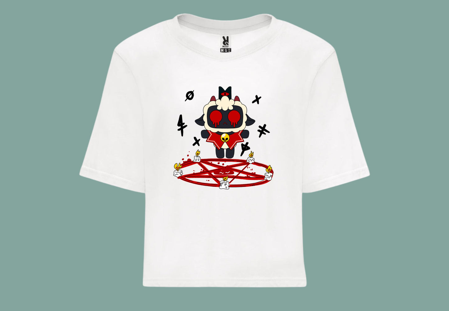 cult of the lamb croptop blanco videojuegos cordero secta