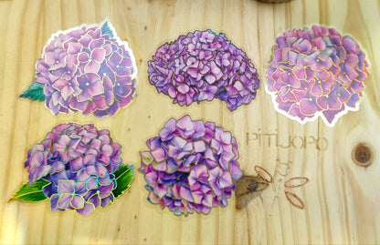 Pegatina hortensias holográfica - Pitijopo Store