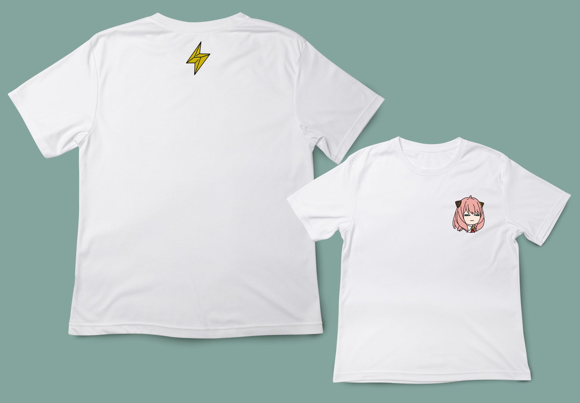 Camiseta unisex en color blanco con ilustración de Anya y el tronitus.