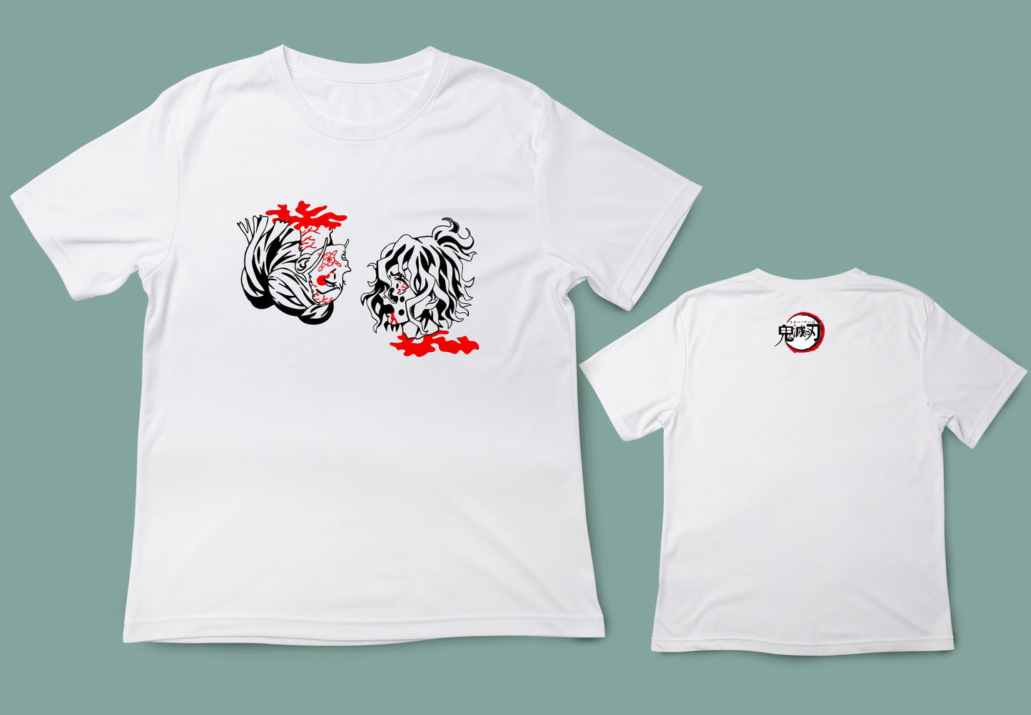 Camiseta blanca Unisex Kimetsu no Yaiba lunas superiores