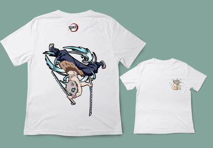 Camiseta blanca unisex kimetsu no yaiba zenitsu anime
