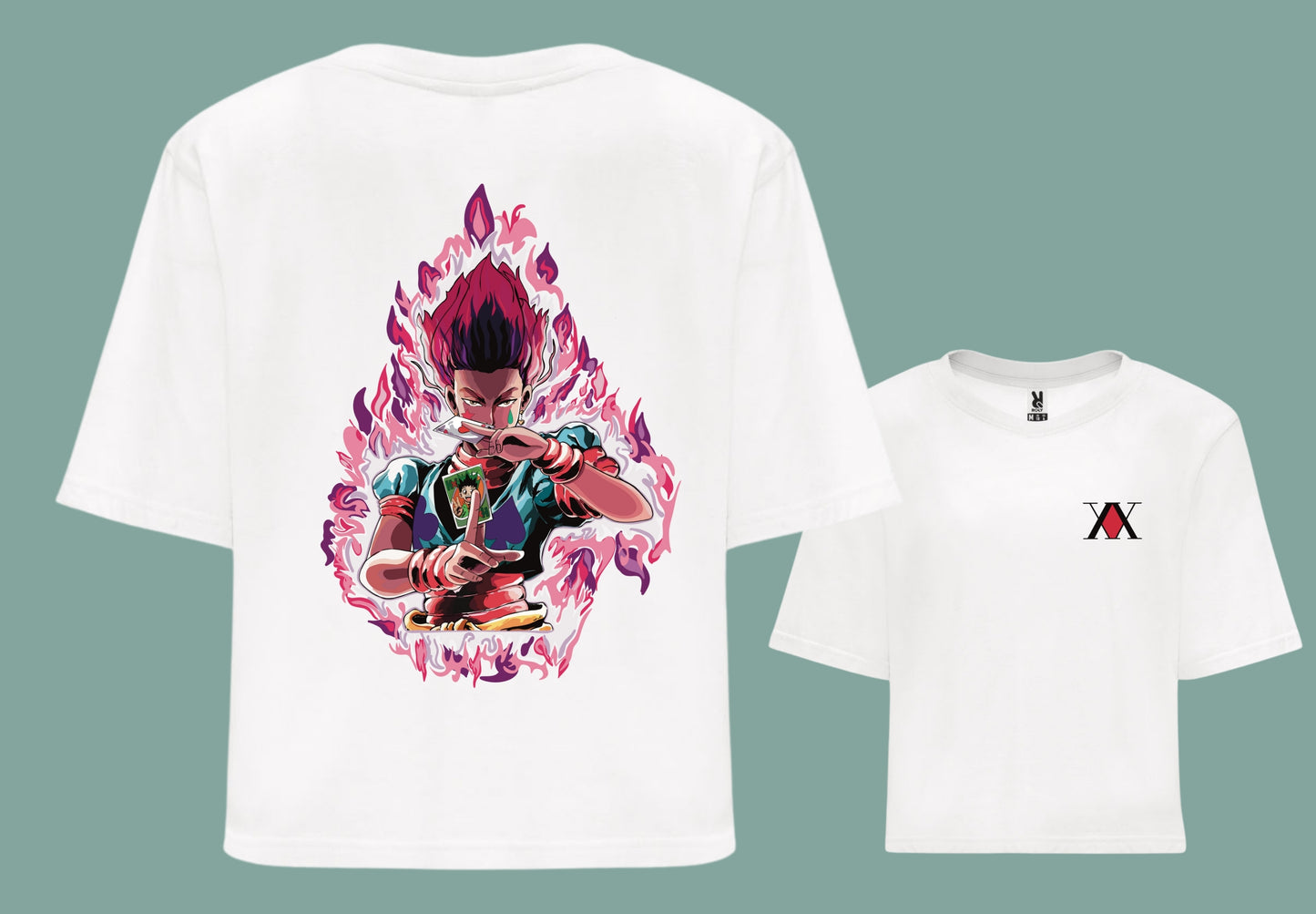 Camiseta croptop blanca hunterxhunter hxh hisoka anime