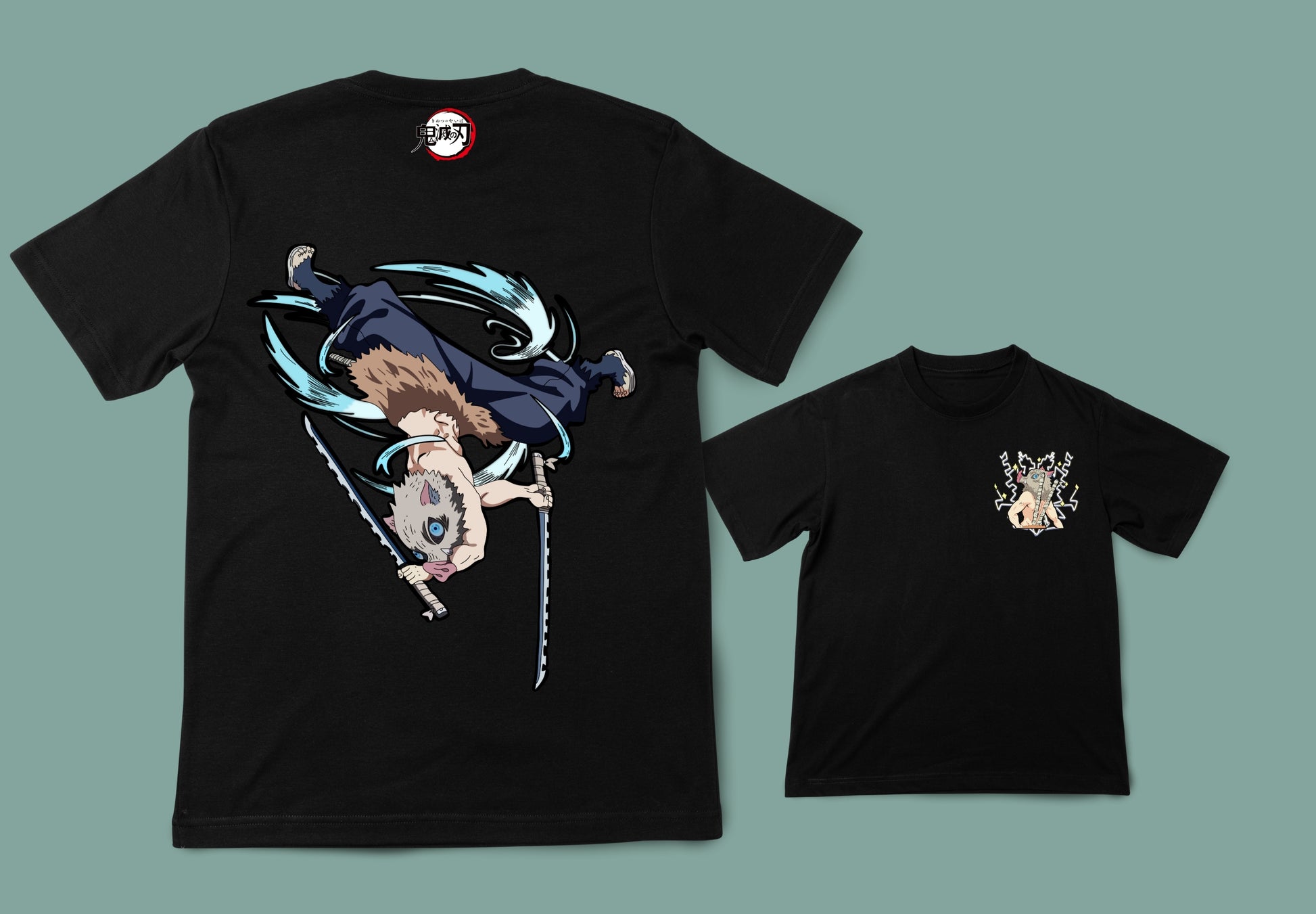 Camiseta negra unisex kimetsu no yaiba zenitsu anime
