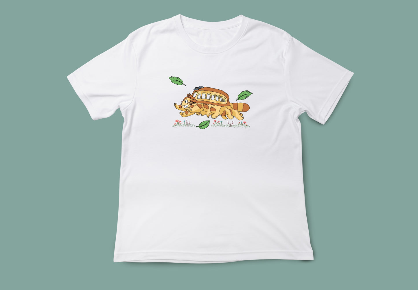 Camiseta unisex blanca gatobus ghibli 