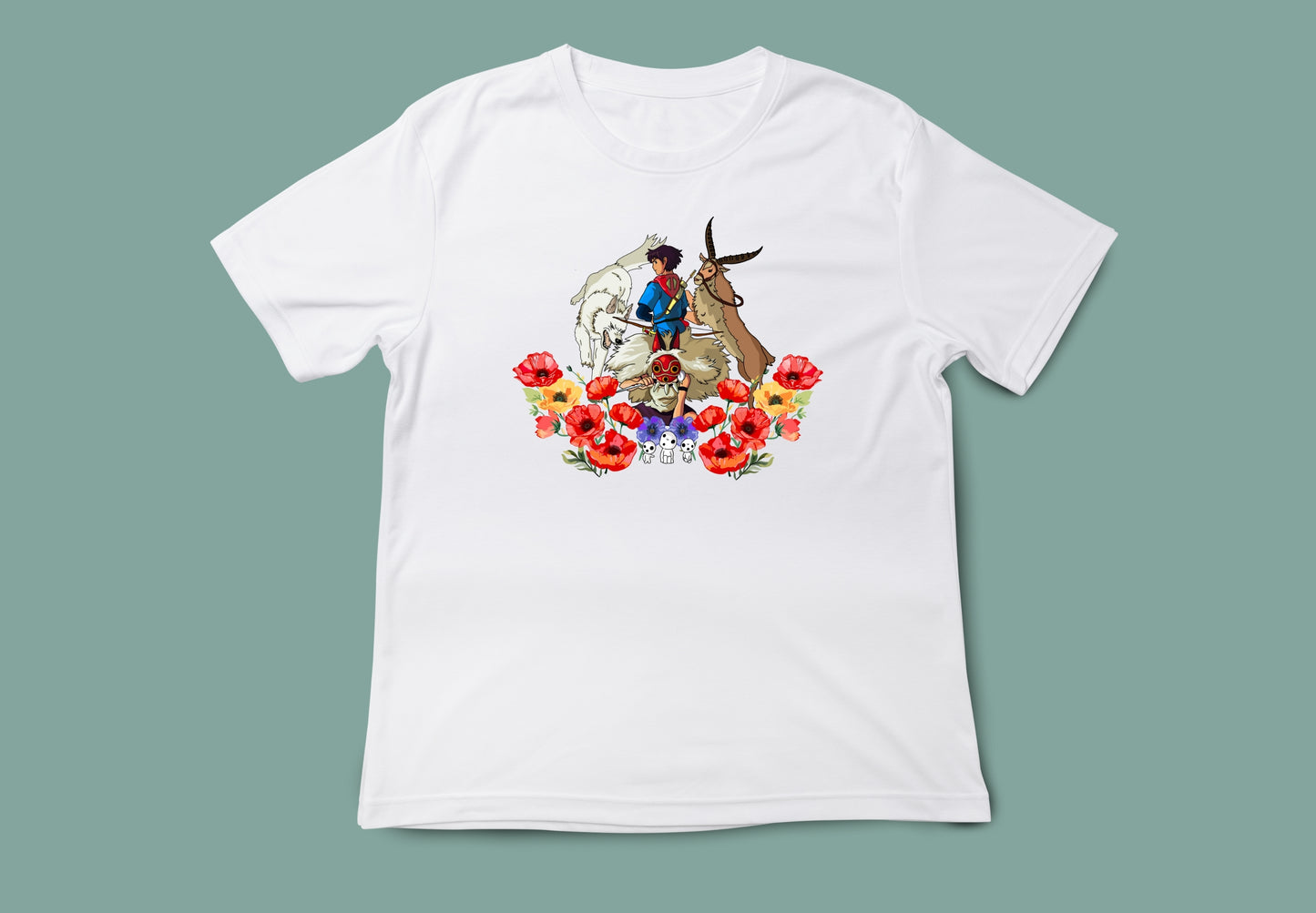 Camiseta unisex blanca mononoke ghibli