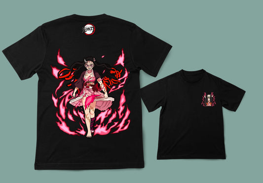 Camiseta unisex negra nezuko kimetsu no yaiba anime