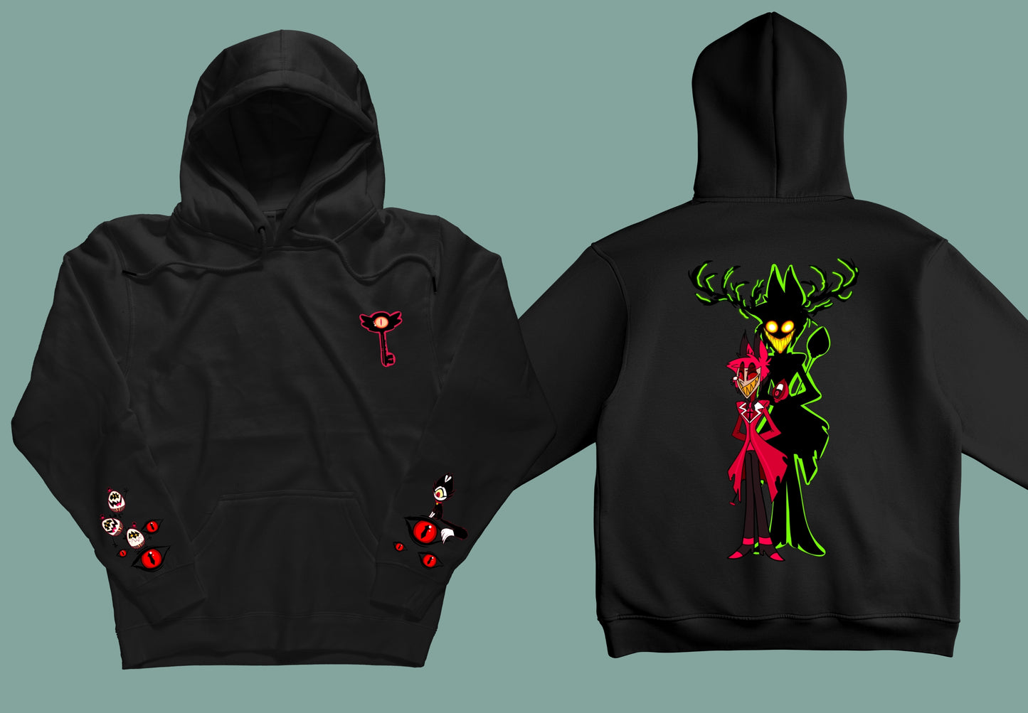 Sudadera ilustración Alastor Hazbin Hotel. Sudadera corte unisex en color negro