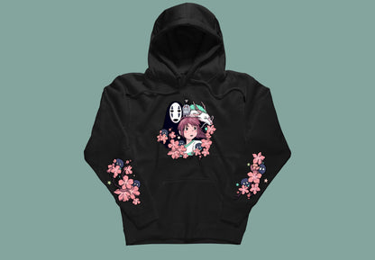 Sudadera negra Chihiro frente impresión grande