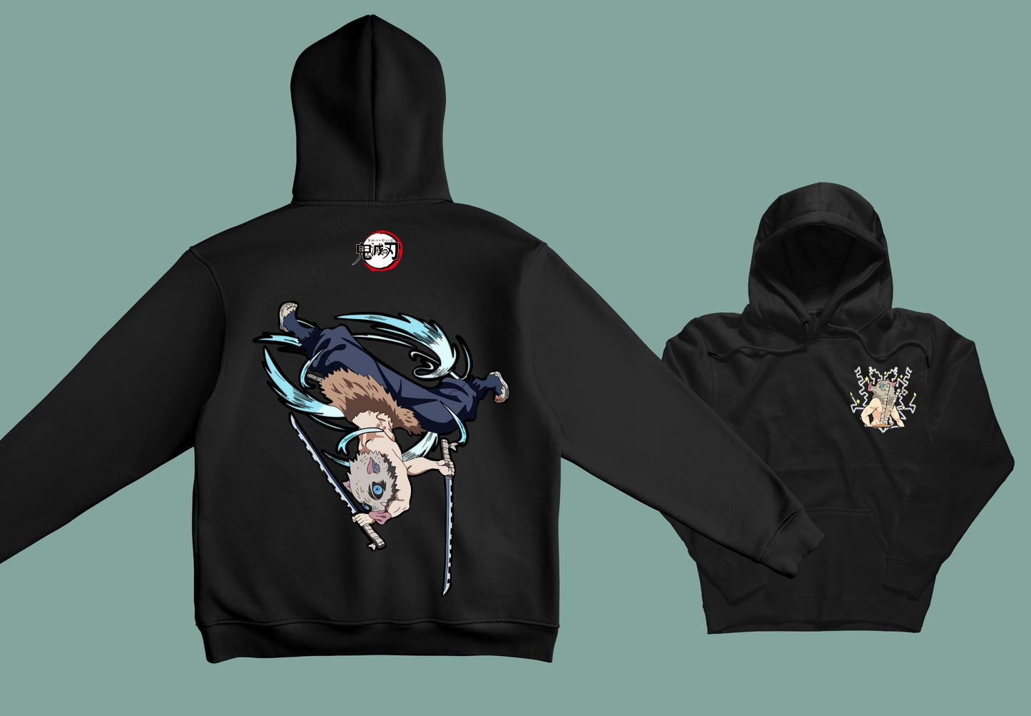 Sudadera unisex negra kimetsu no yaiba zenitsu anime