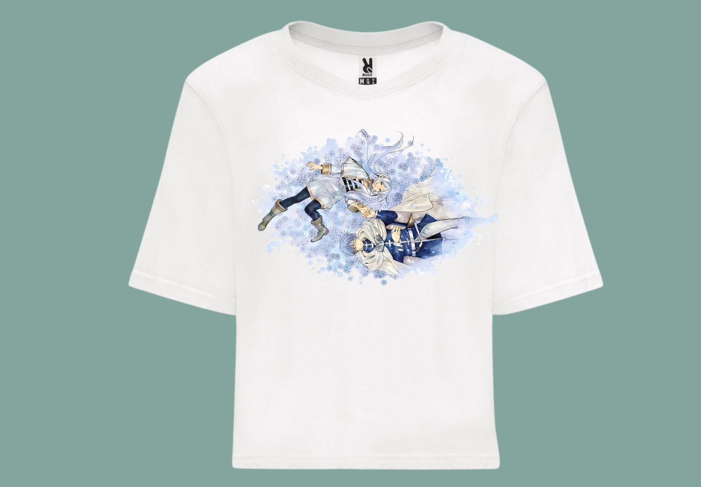 camiseta croptop blanca frieren himmel anime