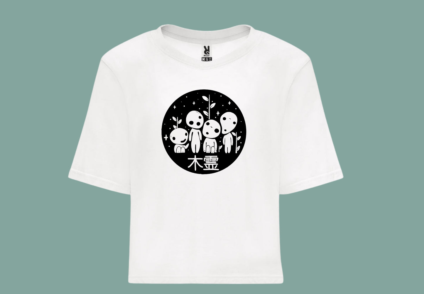 camiseta croptop blanca kodama mononoke ghibli