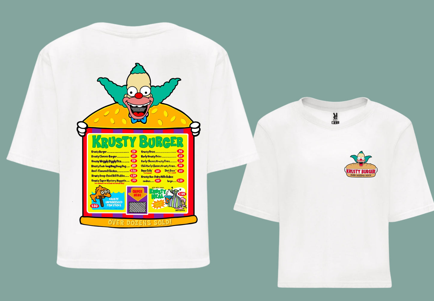 camiseta croptop blanca simpsons krusty