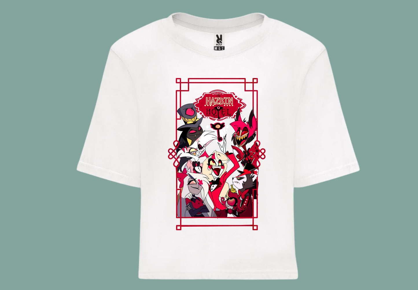 camiseta croptop color blanca hazbin hotel