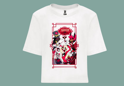 camiseta croptop color blanca hazbin hotel