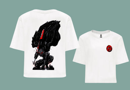 camiseta croptop color blanco anime  berserk guts