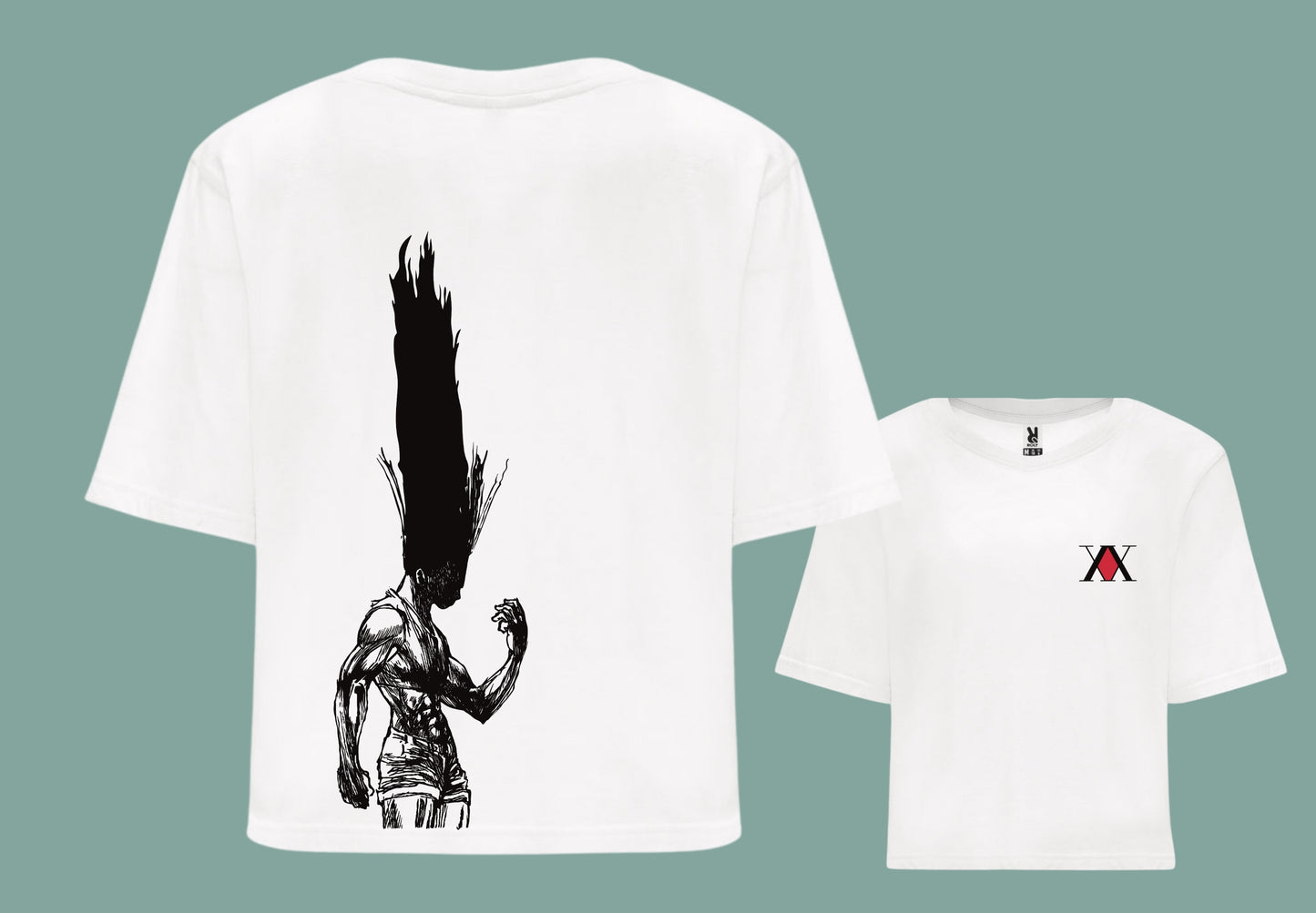camiseta croptop color blanco anime  hunterxhunter hxh gon