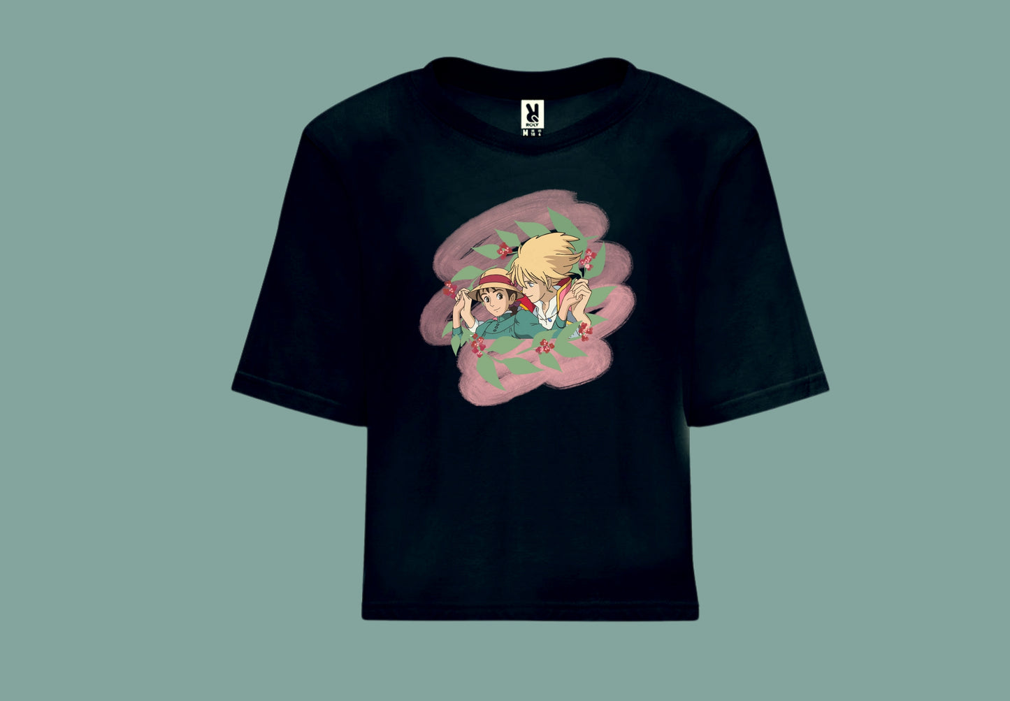 camiseta croptop negra el castillo ambulante howl ghibli