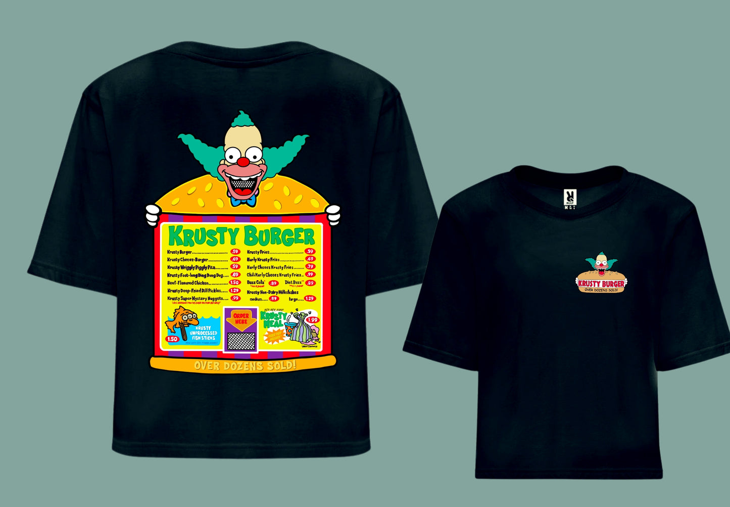 camiseta croptop negra simpsons krusty