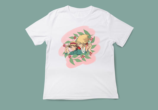 camiseta unisex blanca el castillo ambulante howl ghibli