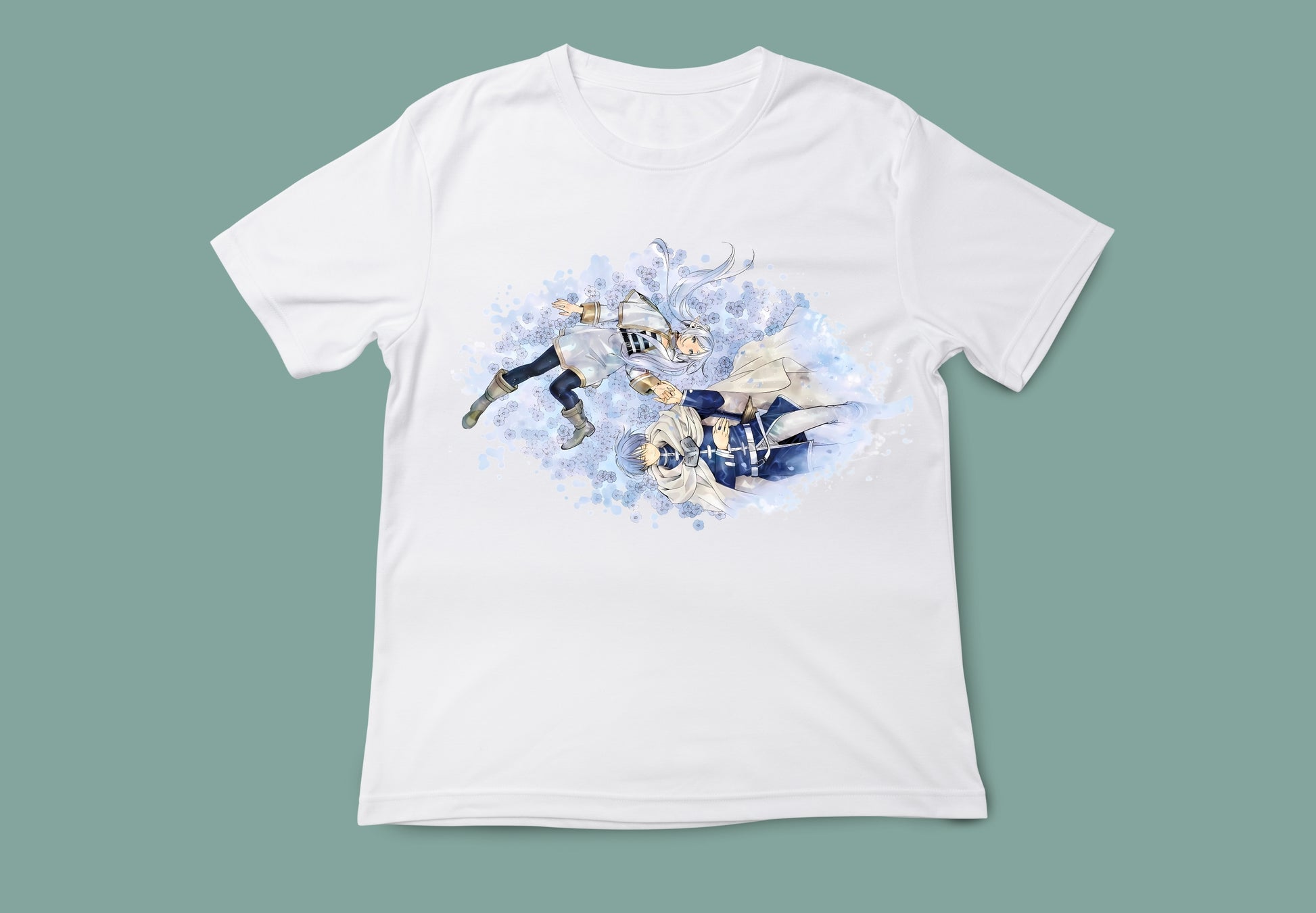 camiseta unisex blanca frieren himmel anime