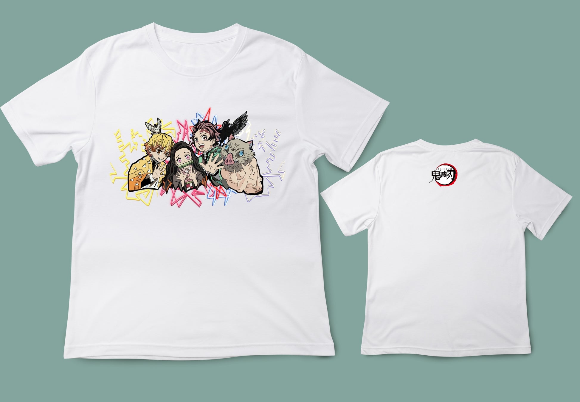 camiseta unisex blanca kimetsu no yaiba anime