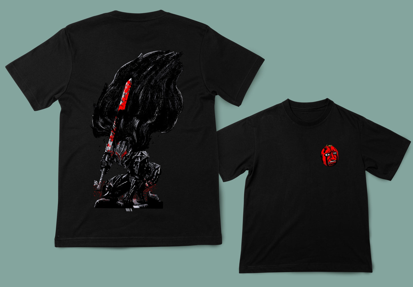 camiseta unisex color negro anime  berserk guts