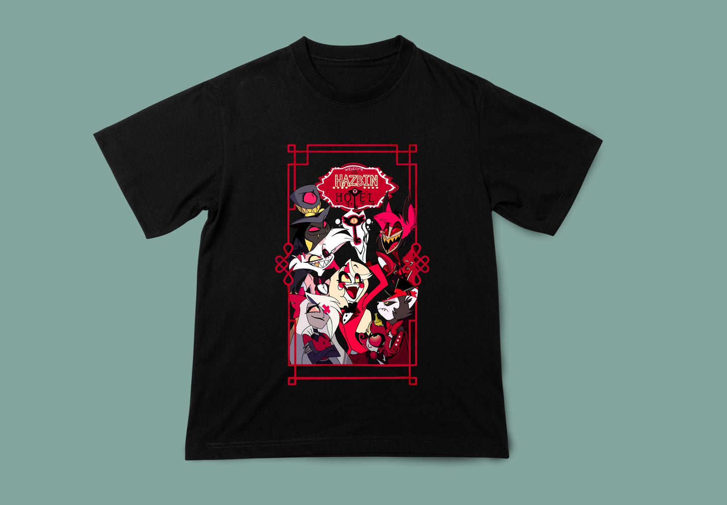 camiseta unisex color negro hazbin hotel