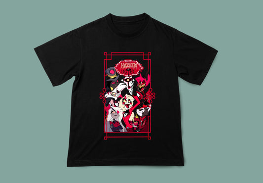 camiseta unisex color negro hazbin hotel