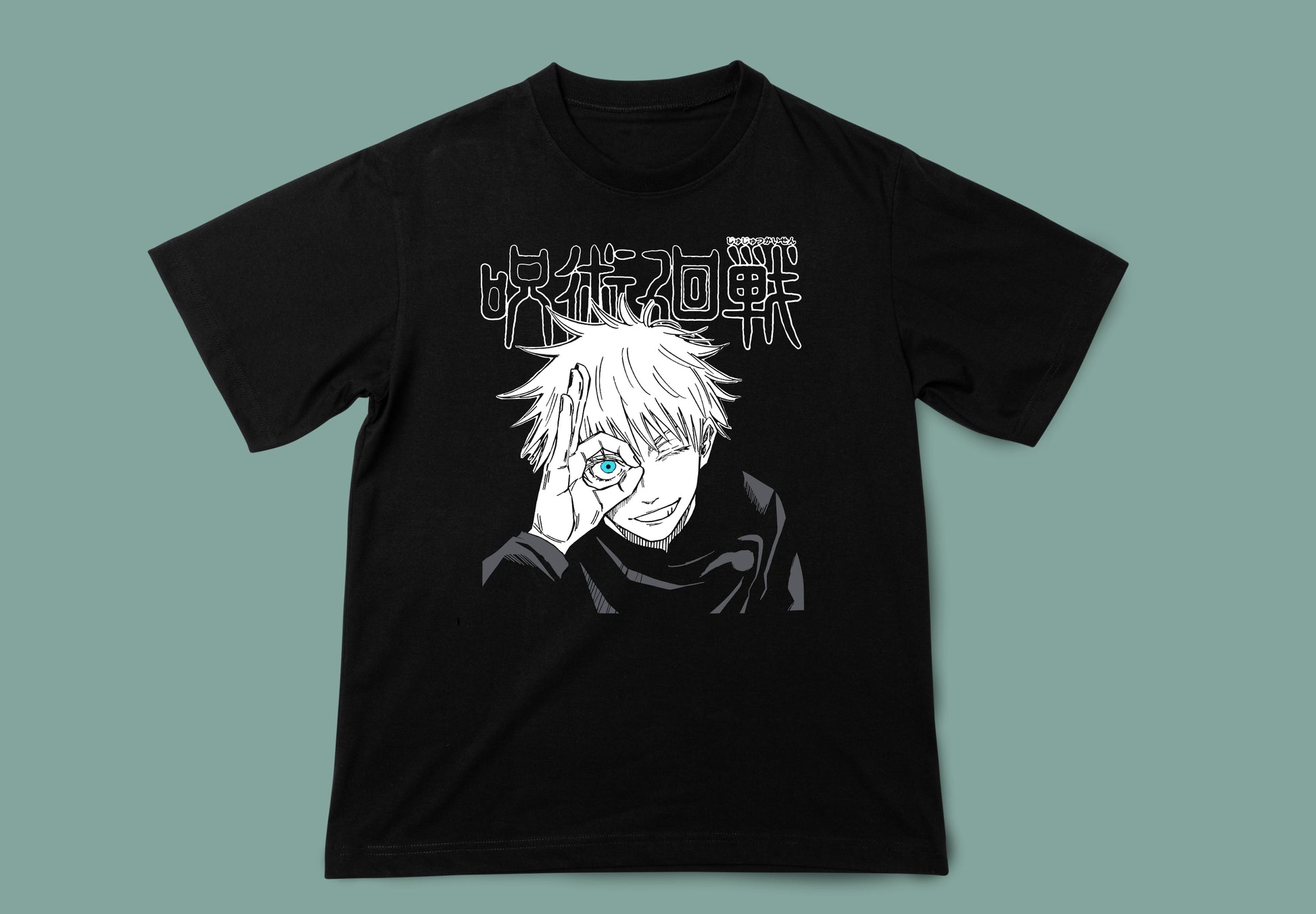 camiseta unisex negra Gojo Jujutsu Kaisen ojo brillante anime