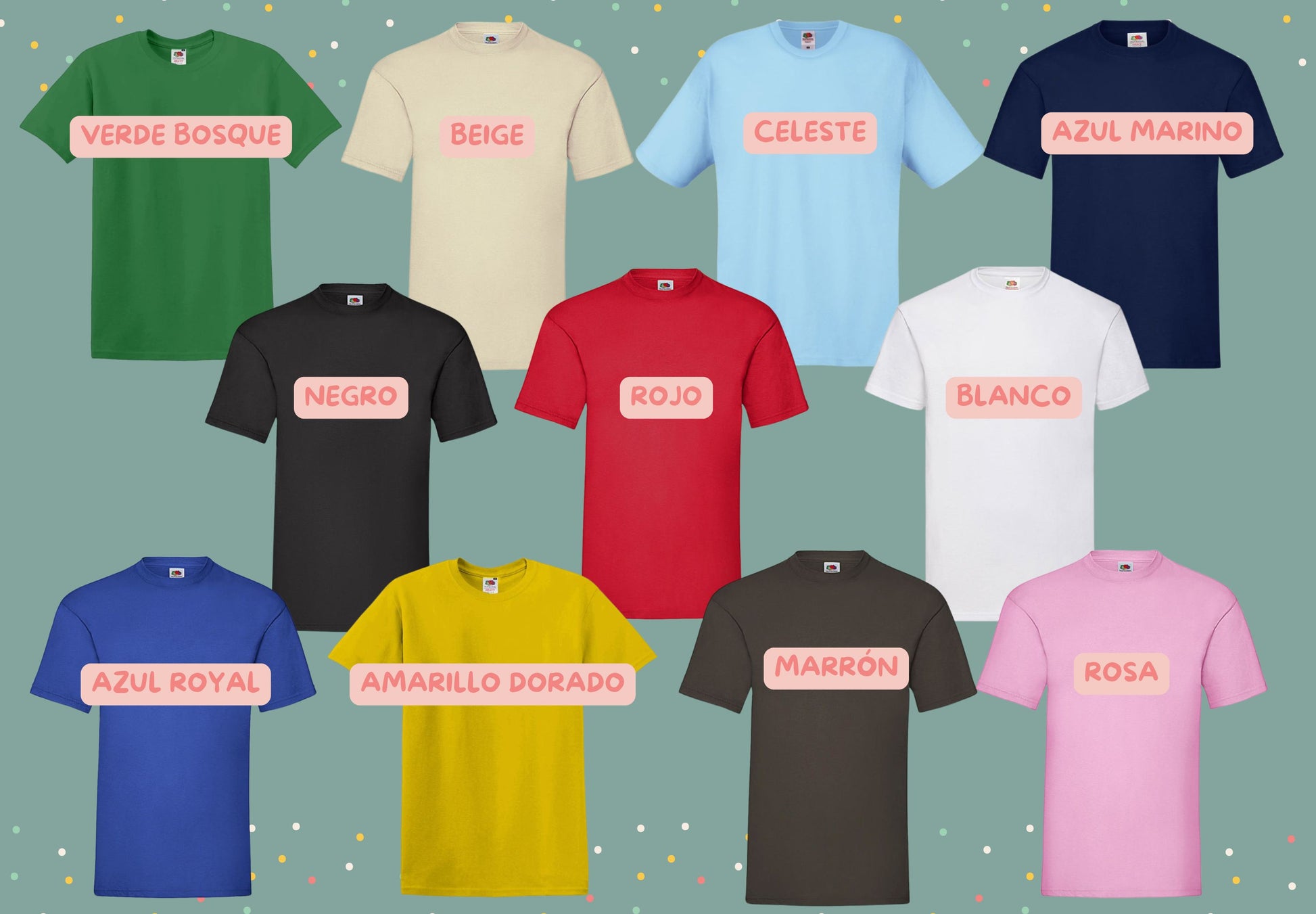 colores camisetas unisex frente