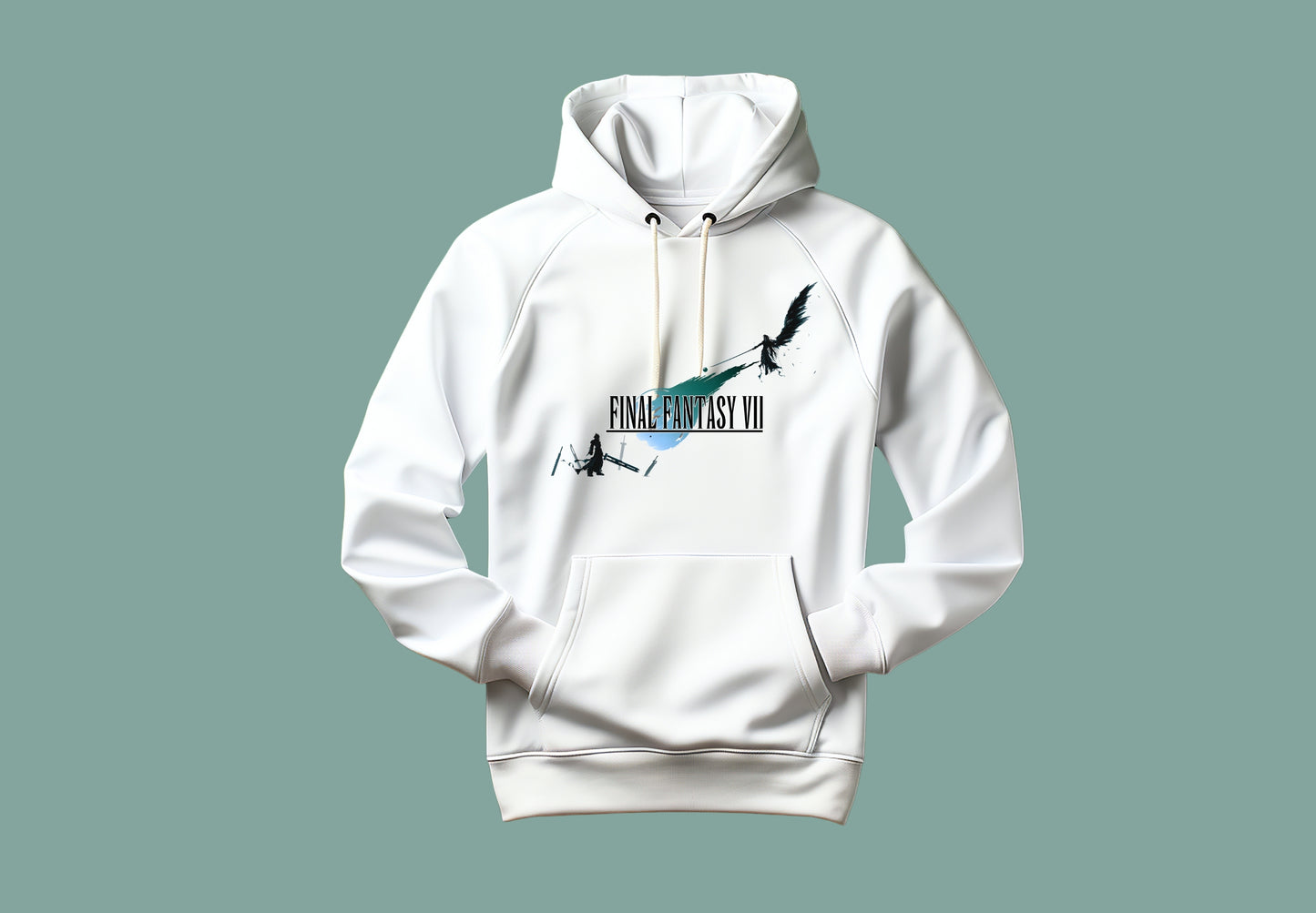 sudadera blanca unisex FFVII cloud y sephiroth