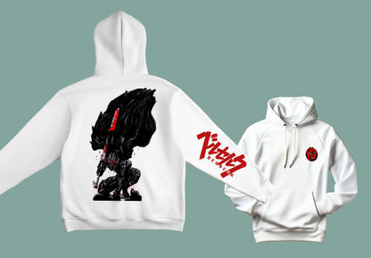 sudadera unisex color blanco anime  berserk guts