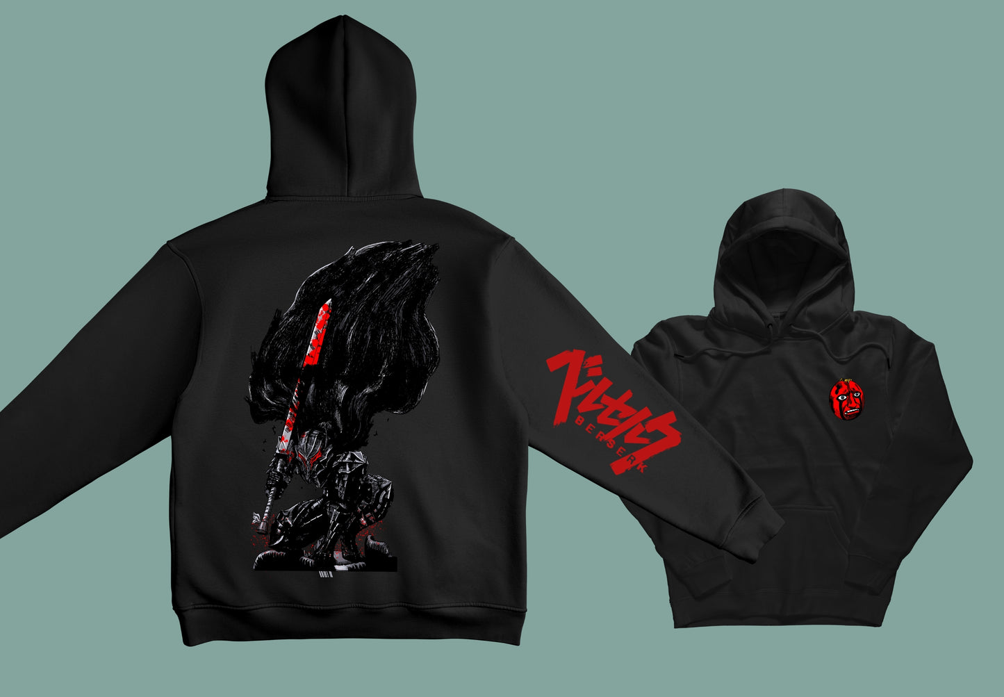 sudadera unisex color negro anime  berserk guts